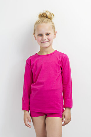 Longsleeve met sierrand Meisje KinderBasics-ROZE