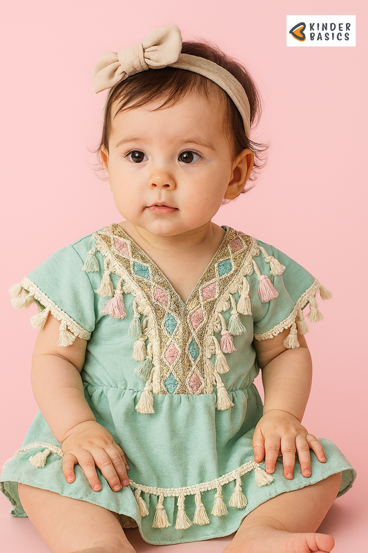Blauw ibiza jurkje baby